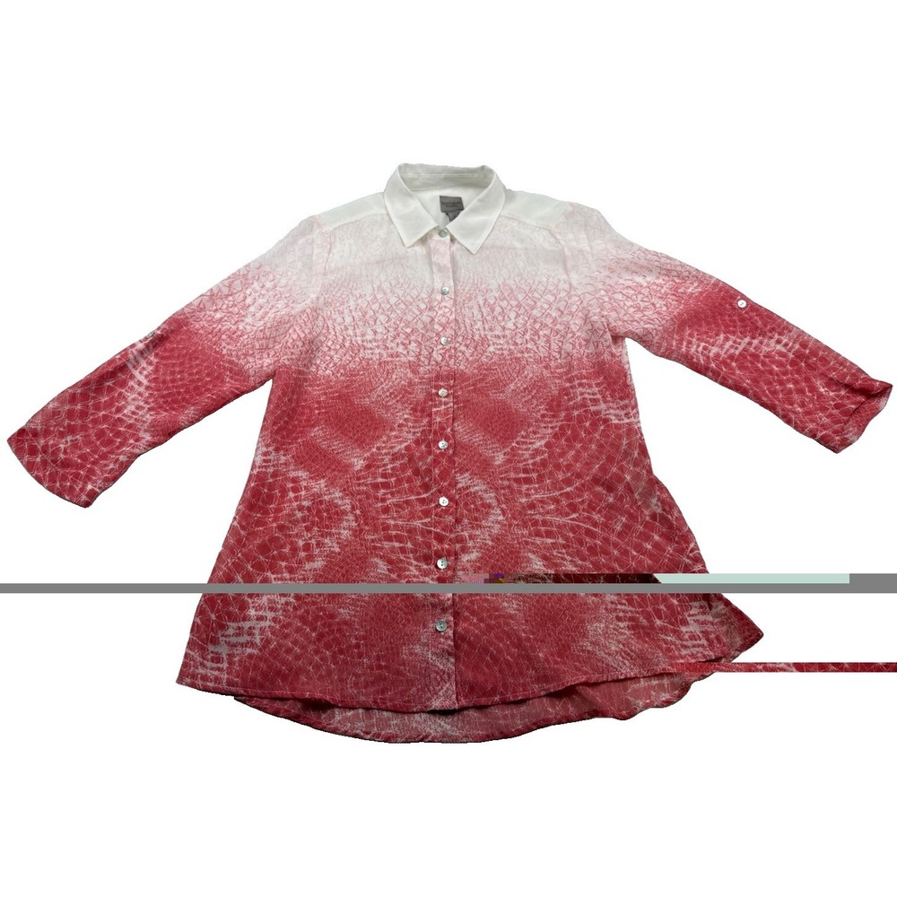 CHICO'S Easywear By Top Women's Size S/0 Pink Ombre Abstract Sheer Geometric